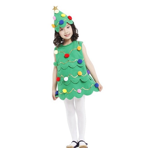 Funny Christmas Tree Costume for Kids Festive Dress with Hat
