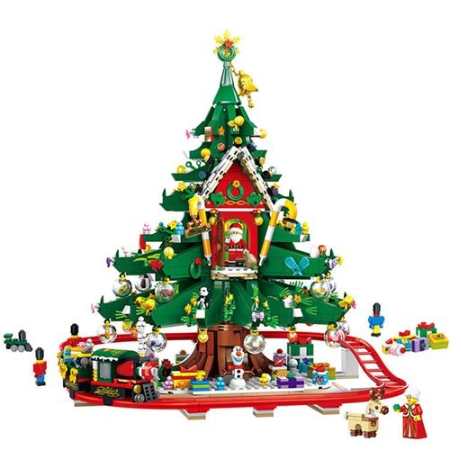 Christmas Tree House Building Bricks Set Winter Village Train Santa Compatible