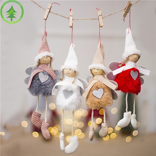 Angel Plush Christmas Ornament Feather Pendant Tree Hanging Decoration Soft Doll