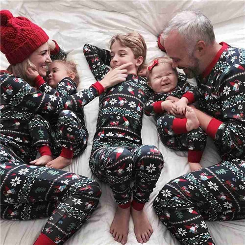 Black Winter Family Pajama Set Polar Bear Matching Sleepwear for Adults Kids Baby