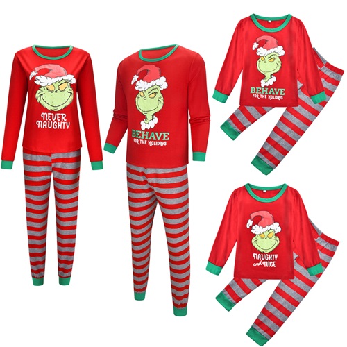 Grinch Family Christmas Pajama Set with Matching Pet Outfit Adults Kids Baby