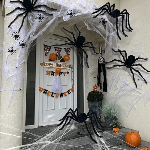 Giant Hairy Spider 125cm with Purple LED Eyes Halloween Decoration 