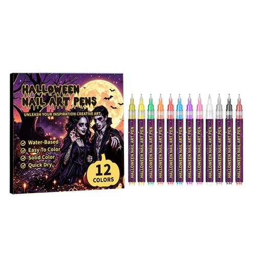 12 Color Halloween Nail Art Pen Set DIY Manicure Beginner Friendly Waterproof
