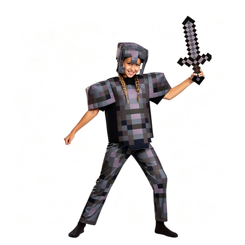 Kids Minecraft Netherite Armor Cosplay Suit Halloween Performance Outfit