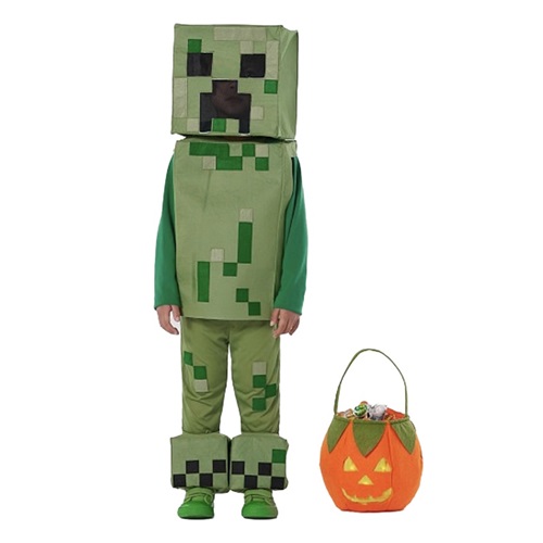 Xmas Creeper Costume Pixel Green Jumpsuit with Mask Christmas Holiday Party Outfit