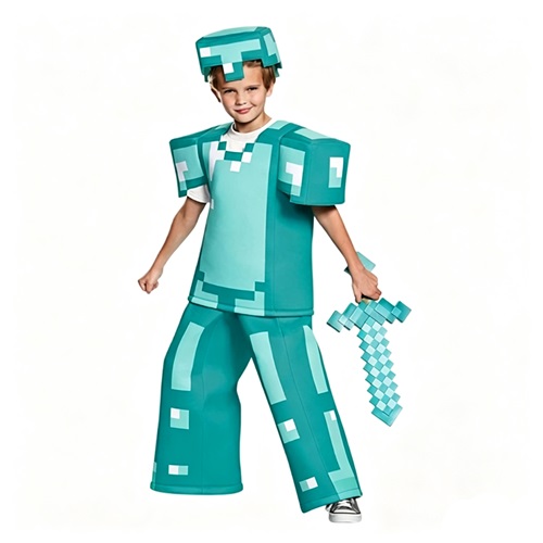 Kids Minecraft Diamond Armor Cosplay Suit Stage Performance Halloween Outfit