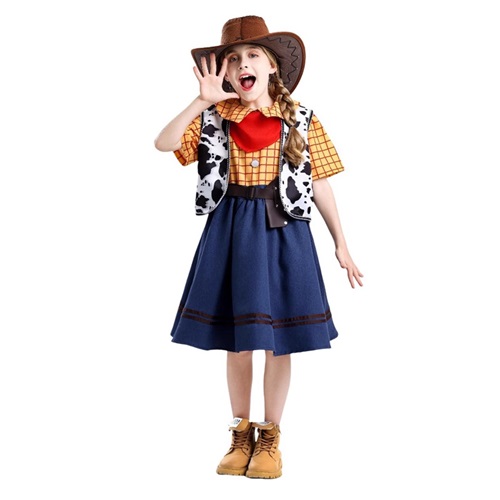 Woody Toy Story Denim dress Kids Halloween Childrens Day Outfit girls