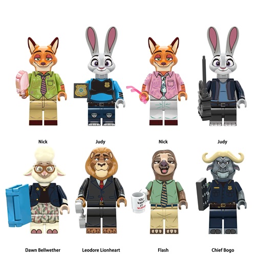 Zootopia Building Blocks 8Pcs Nick Judy Bellwether Mini Figures Compatible Bricks