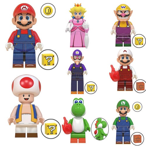 Super Mario Minifigure Building Blocks Set 8Pcs Collectible Character Bricks Compatible