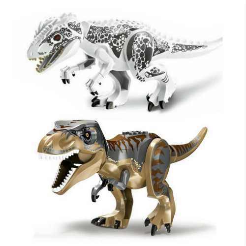 2Pcs Large Indominus Rex and T-Rex Dinosaurs Figures Realistic Building Block Toys for Kids
