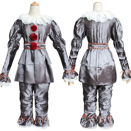 Pennywise Halloween Clown Costume IT Scary Cosplay Outfit for Boys Girls Party
