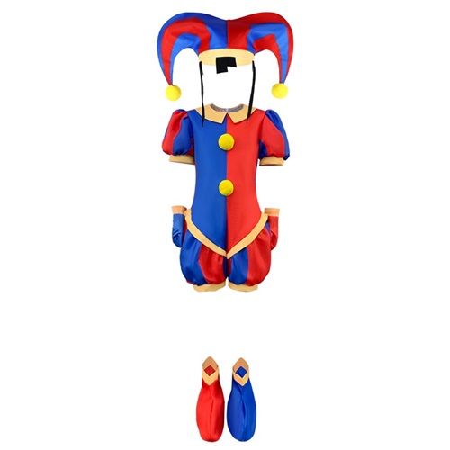 Kids Pomni Jumpsuit Costume Amazing Digital Circus Clown Cosplay for Halloween Children‘s Day Party