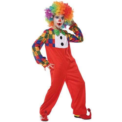 Kids Circus Clown Fancy Dress Costume Carnival Halloween Jumpsuit
