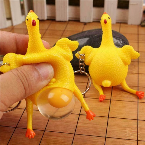 Egg Laying Chicken Sensory Fidget Keyring 6Pcs Squeeze Toy Stress Relief Autism Calming Tool