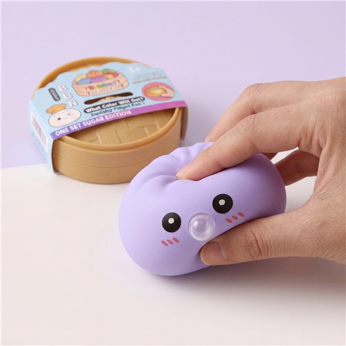 Purple Bun Squishy Toy Soft Non-Sticky Stress Relief Squeeze Play for Kids and Adults