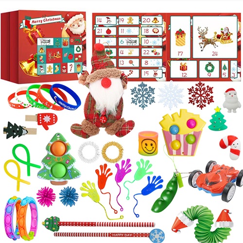 Christmas Advent Calendar 24 Days Countdown Sensory Fidget Toy Set Surprise Blind Box Gift