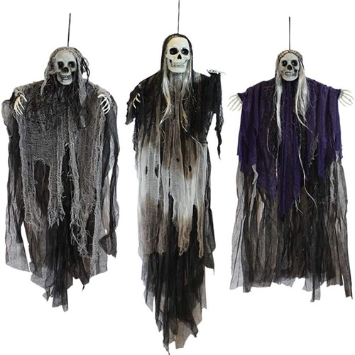 Hanging Long Haired Crawling Ghost Halloween Decor for Haunted House Party