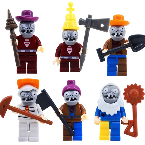 6Pcs Plants Vs Zombies Mini Figures with Detachable Parts Party Decor Compatible Bricks for Kid