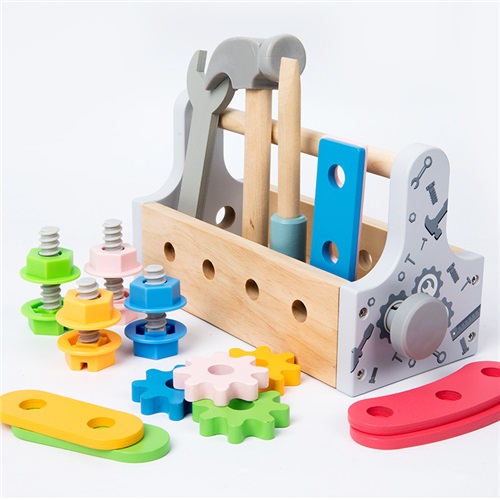 Wooden Toolbox Pretend Play Set Nut Disassembly Screw Assembly Educational Sensory Toy for Kids Toddlers