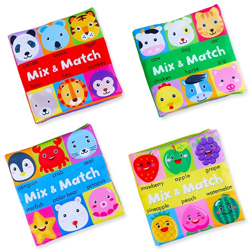 Montessori Farm Animal Face Matching Cloth Book Tear Resistant Early Educational Sensory Toy for Babies