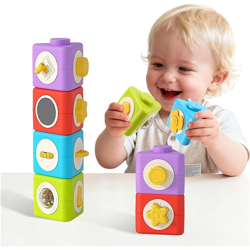 12-in-1 Montessori Activity Cube Busy Board Travel Sensory Toy for Toddlers 1-3 Years