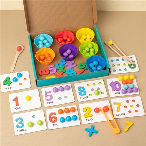 Montessori Counting Sorting Toy Clip Beads Matching Game Fine Motor Skills Educational Gift for Toddlers