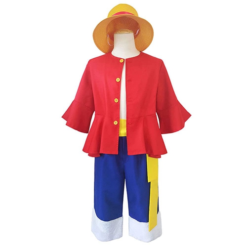 Monkey D. Luffy One Piece Cosplay Costume Set for Kids Halloween Carnival Party Outfit