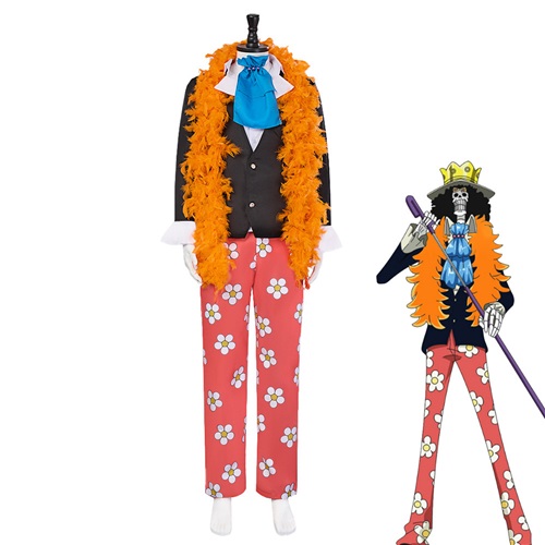 One Piece Brook Cosplay Costume Floral Suit Set for Anime Convention Party Stage Performance