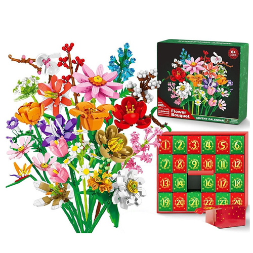 Kids Flower Bouquet Building Blocks Christmas Advent Calendar 24 Days Countdown
