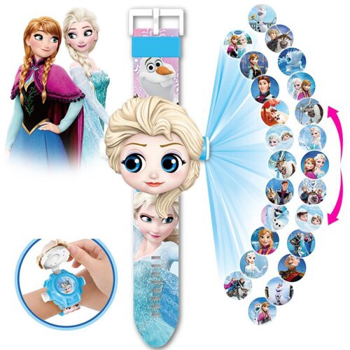 Elsa Kids Projection Watch 24 Swappable Patterns Digital Wristwatch Gift for Girls