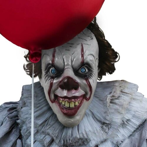Scary Horror Clown Latex Mask with Red Hair for Halloween Evil Killer Fancy Dress