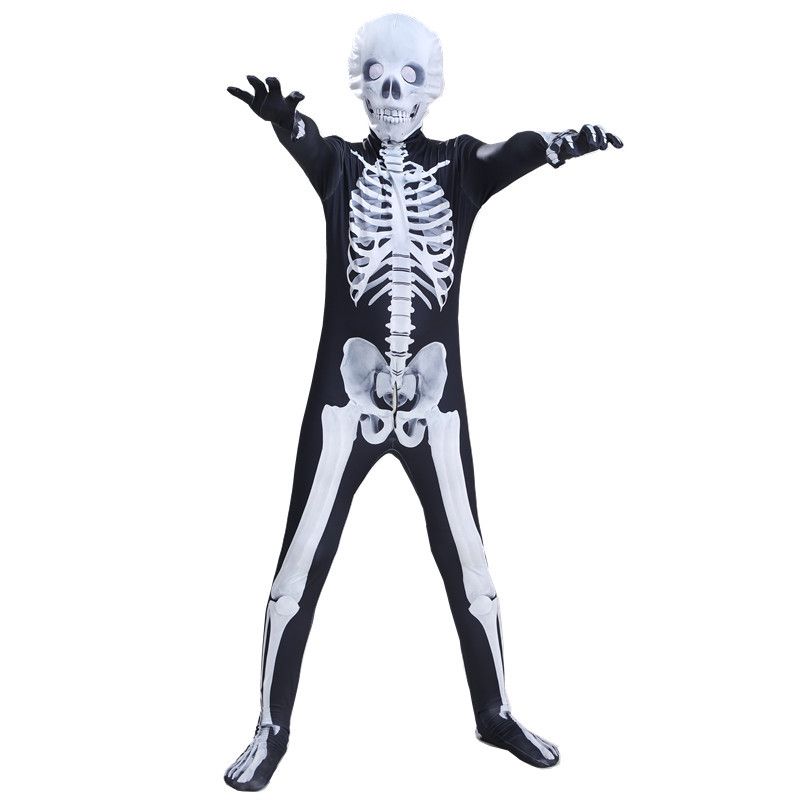 Skeleton Onesie Halloween Outfit for Prank Cosplay Family Party and Horror Game Costume 