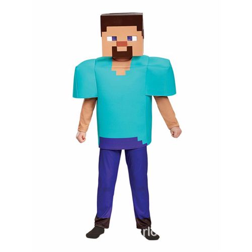 Minecraft Steve Kids Cosplay Outfit Halloween Fancy Dress Costume Blue