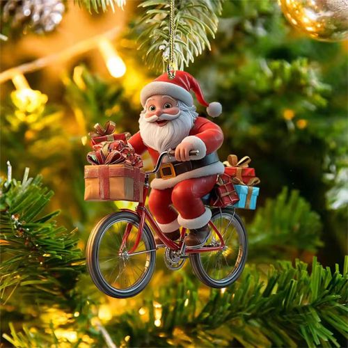 Christmas Pendants Acrylic Hanging Santa Claus Bicycle Christmas Tree Decoration