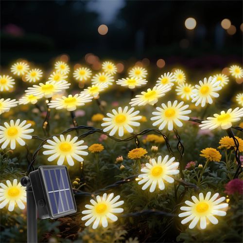 Solar Flower String Lights Outdoor Garden Garland LED Mums Daisy Fairy Lights