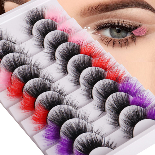 Colored Lashes Mink False Eyelashes 9 Pairs