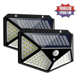 100 LED PIR Motion Sensor Solar Wall Light Garden Lamp