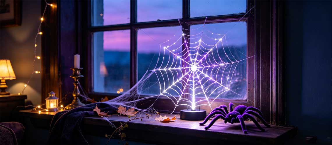 Spider Halloween Decor – Web Lights, Plush Spiders & Creepy Ornaments