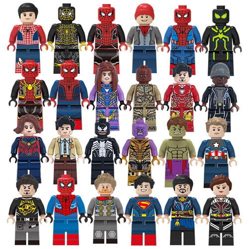 24Pcs Marvel Avengers Spider Man Building Block Minifigures Gift Set for Kids