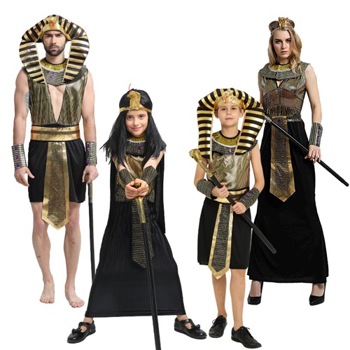 Egyptian Pharaoh Cleopatra Costume Set for Men Women Kids Fancy Dress